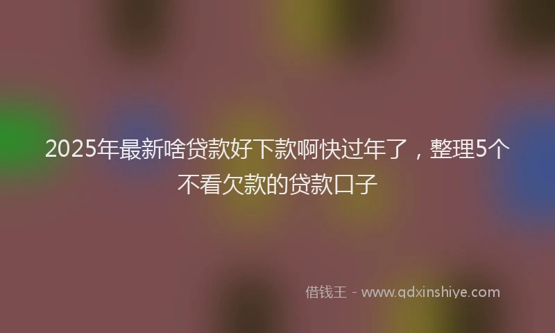 2025年最新啥贷款好下款啊快过年了，整理5个不看欠款的贷款口子