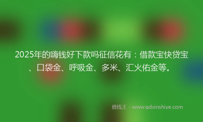 2025年的嗨钱好下款吗征信花有：借款宝快贷宝、口袋金、呼吸金、多米、汇火佑金等。