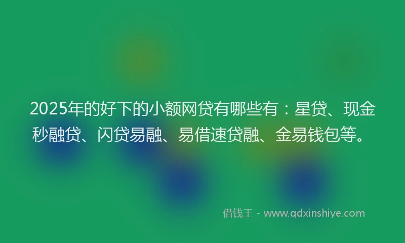 2025年的好下的小额网贷有哪些有：星贷、现金秒融贷、闪贷易融、易借速贷融、金易钱包等。
