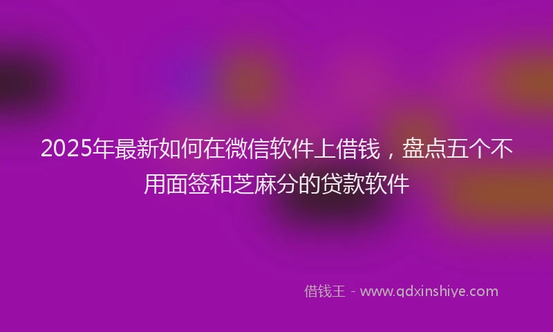 2025年最新如何在微信软件上借钱，盘点五个不用面签和芝麻分的贷款软件