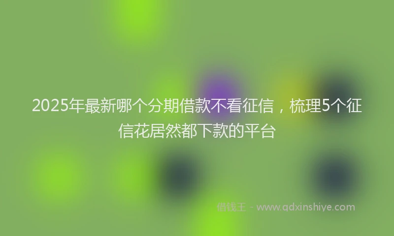 2025年最新哪个分期借款不看征信，梳理5个征信花居然都下款的平台