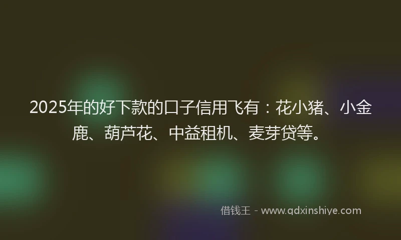 2025年的好下款的口子信用飞有：花小猪、小金鹿、葫芦花、中益租机、麦芽贷等。