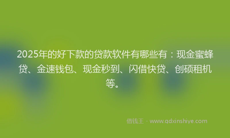 2025年的好下款的贷款软件有哪些有：现金蜜蜂贷、金速钱包、现金秒到、闪借快贷、创硕租机等。