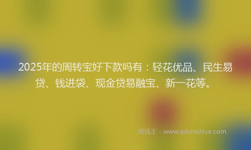 2025年的周转宝好下款吗有：轻花优品、民生易贷、钱进袋、现金贷易融宝、新一花等。