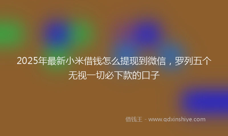 2025年最新小米借钱怎么提现到微信，罗列五个无视一切必下款的口子