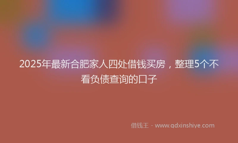 2025年最新合肥家人四处借钱买房，整理5个不看负债查询的口子