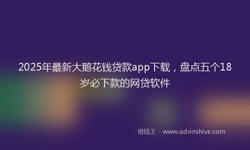 2025年最新大鹅花钱贷款app下载，盘点五个18岁必下款的网贷软件