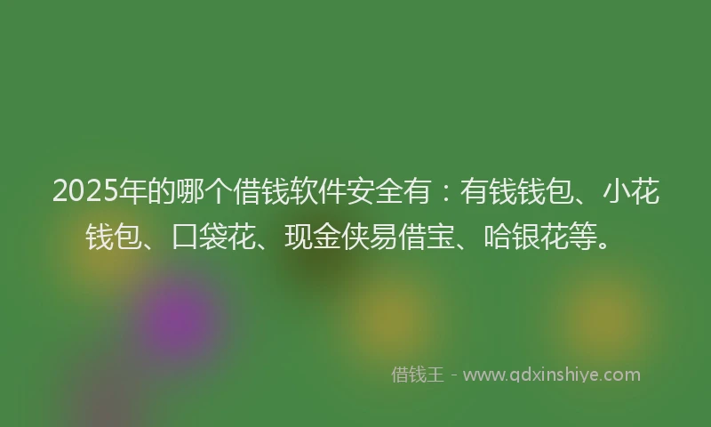 2025年的哪个借钱软件安全有：有钱钱包、小花钱包、口袋花、现金侠易借宝、哈银花等。