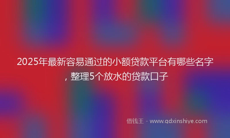 2025年最新容易通过的小额贷款平台有哪些名字，整理5个放水的贷款口子