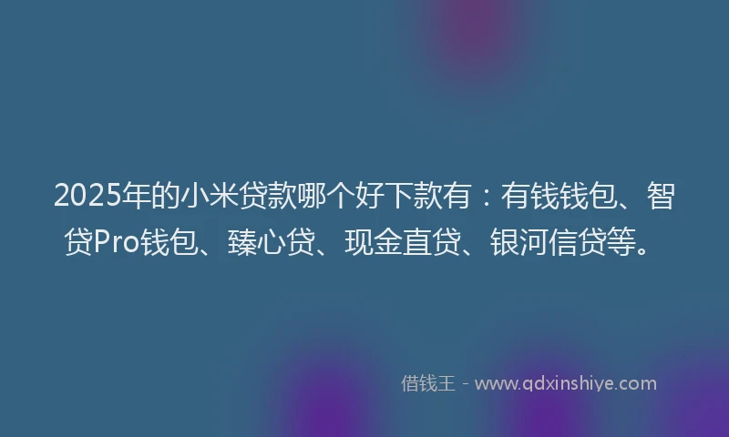 2025年的小米贷款哪个好下款有：有钱钱包、智贷Pro钱包、臻心贷、现金直贷、银河信贷等。