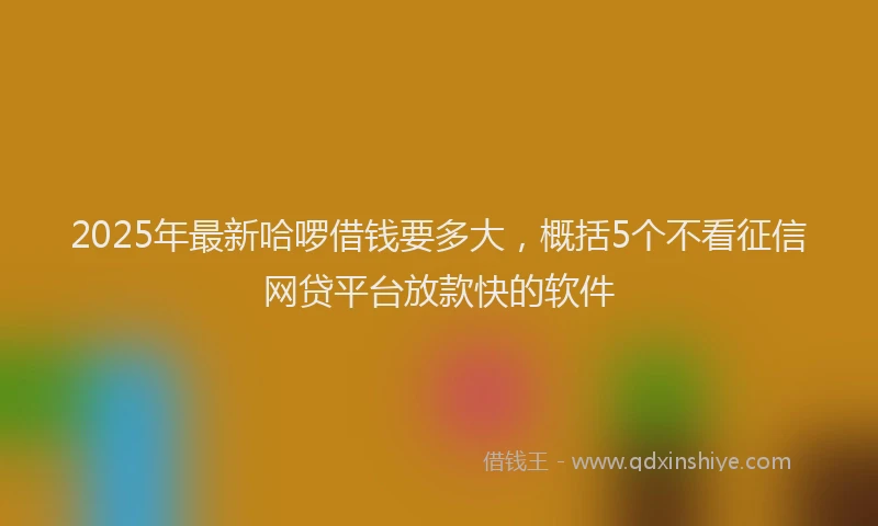 2025年最新哈啰借钱要多大，概括5个不看征信网贷平台放款快的软件