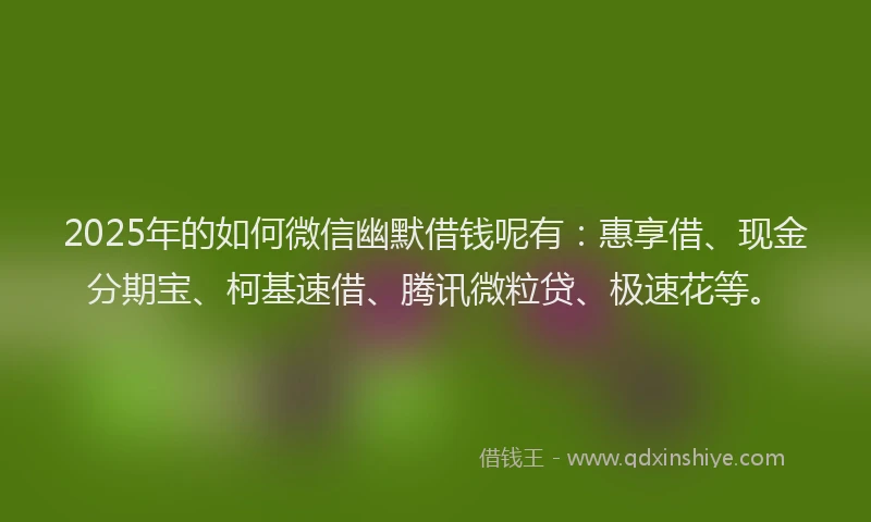 2025年的如何微信幽默借钱呢有：惠享借、现金分期宝、柯基速借、腾讯微粒贷、极速花等。