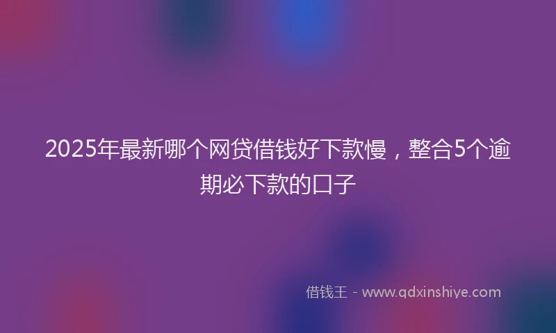 2025年最新哪个网贷借钱好下款慢，整合5个逾期必下款的口子