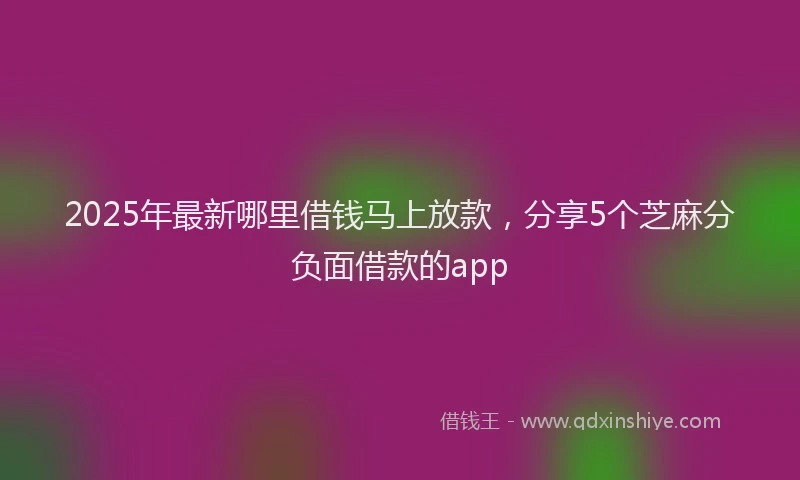 2025年最新哪里借钱马上放款，分享5个芝麻分负面借款的app