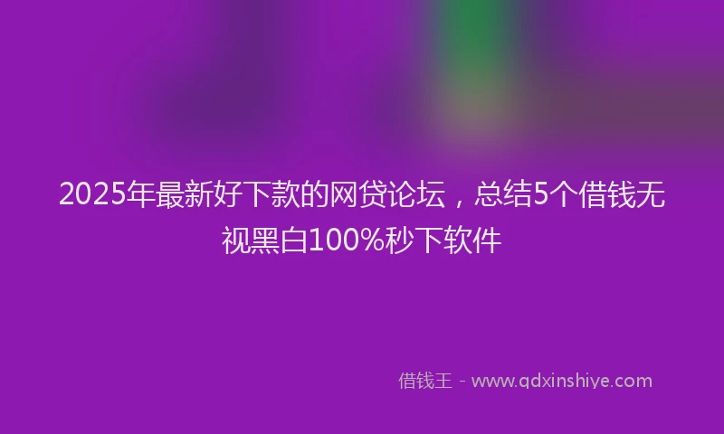 2025年最新好下款的网贷论坛，总结5个借钱无视黑白100%秒下软件