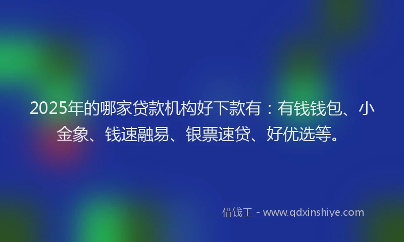 2025年的哪家贷款机构好下款有：有钱钱包、小金象、钱速融易、银票速贷、好优选等。