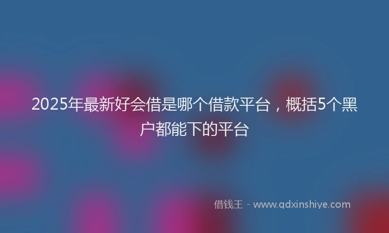 2025年最新好会借是哪个借款平台，概括5个黑户都能下的平台