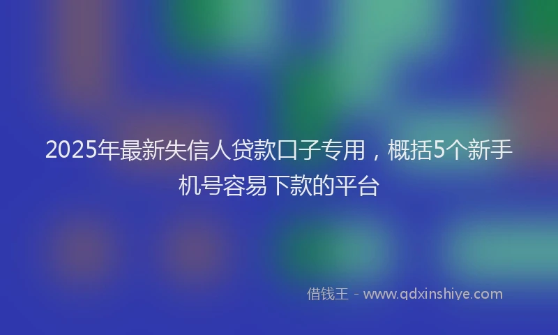 2025年最新失信人贷款口子专用，概括5个新手机号容易下款的平台