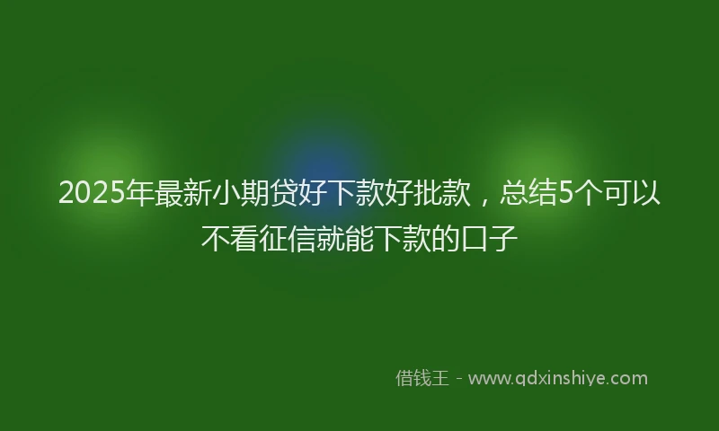 2025年最新小期贷好下款好批款，总结5个可以不看征信就能下款的口子
