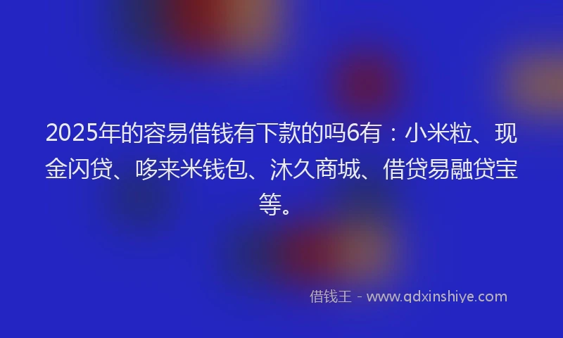 2025年的容易借钱有下款的吗6有：小米粒、现金闪贷、哆来米钱包、沐久商城、借贷易融贷宝等。
