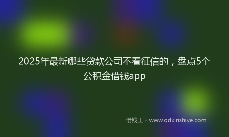 2025年最新哪些贷款公司不看征信的，盘点5个公积金借钱app