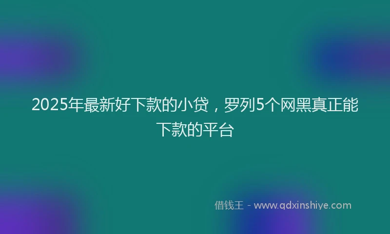 2025年最新好下款的小贷，罗列5个网黑真正能下款的平台