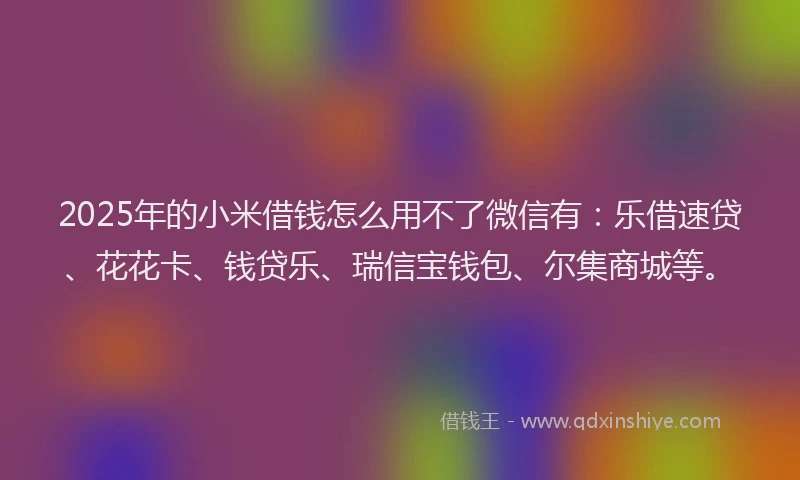 2025年的小米借钱怎么用不了微信有：乐借速贷、花花卡、钱贷乐、瑞信宝钱包、尔集商城等。