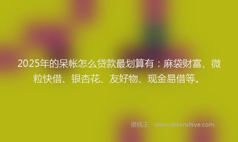 2025年的呆帐怎么贷款最划算有：麻袋财富、微粒快借、银杏花、友好物、现金易借等。