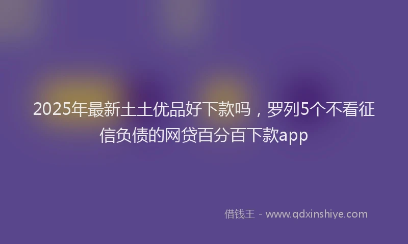 2025年最新土土优品好下款吗，罗列5个不看征信负债的网贷百分百下款app