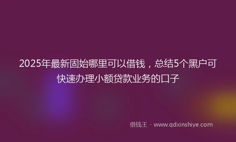 2025年最新固始哪里可以借钱，总结5个黑户可快速办理小额贷款业务的口子