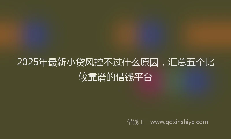 2025年最新小贷风控不过什么原因，汇总五个比较靠谱的借钱平台