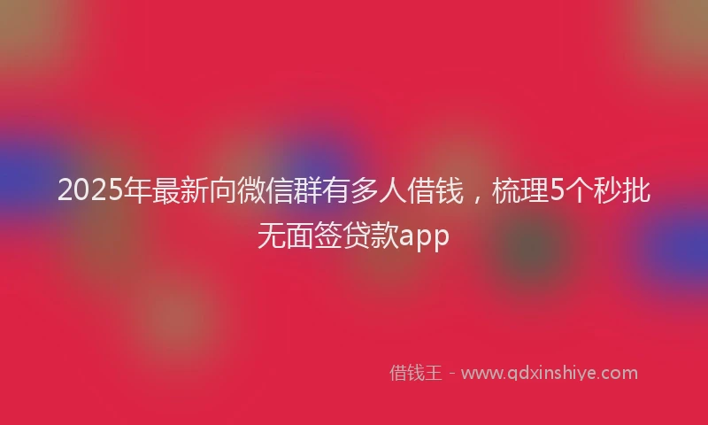2025年最新向微信群有多人借钱，梳理5个秒批无面签贷款app