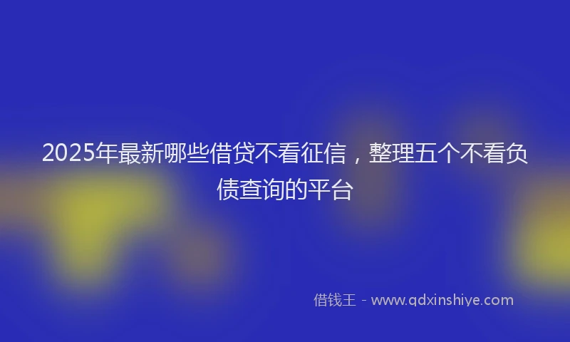 2025年最新哪些借贷不看征信，整理五个不看负债查询的平台