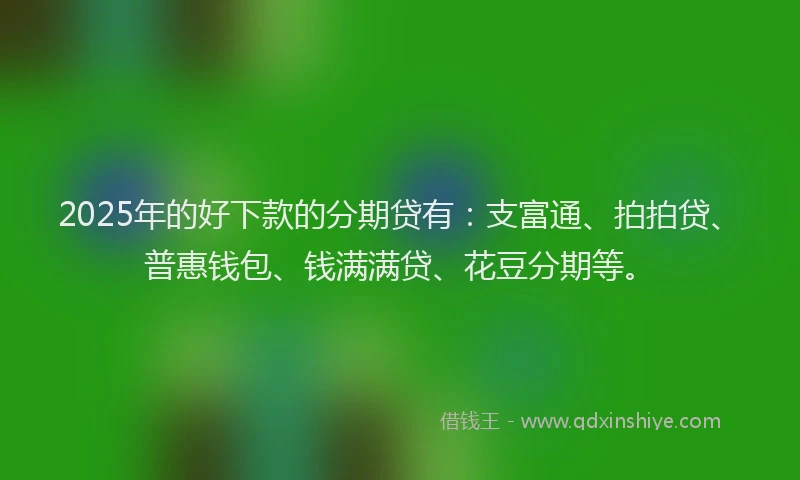 2025年的好下款的分期贷有：支富通、拍拍贷、普惠钱包、钱满满贷、花豆分期等。