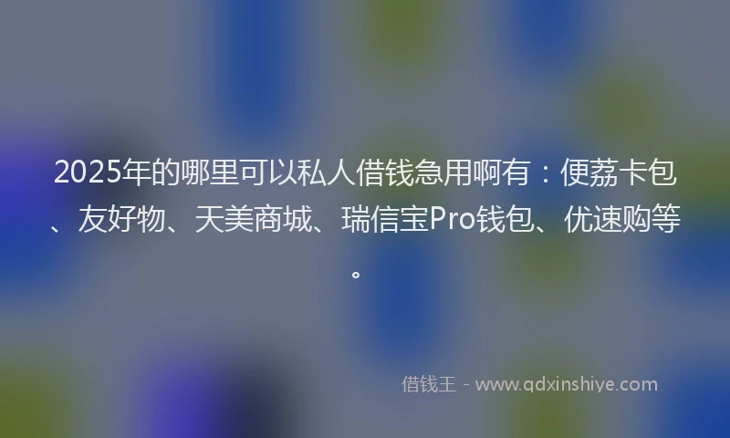 2025年的哪里可以私人借钱急用啊有：便荔卡包、友好物、天美商城、瑞信宝Pro钱包、优速购等。