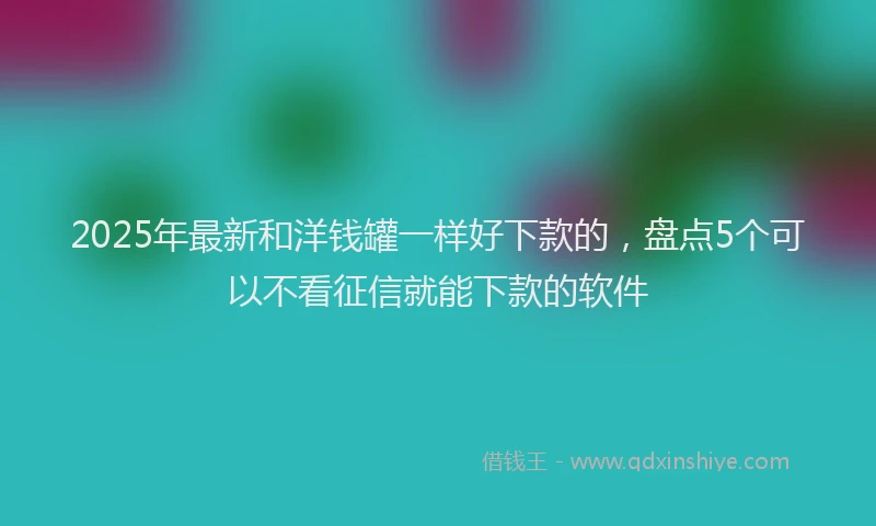2025年最新和洋钱罐一样好下款的，盘点5个可以不看征信就能下款的软件