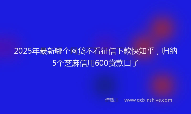 2025年最新哪个网贷不看征信下款快知乎，归纳5个芝麻信用600贷款口子