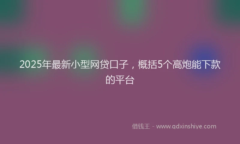2025年最新小型网贷口子，概括5个高炮能下款的平台