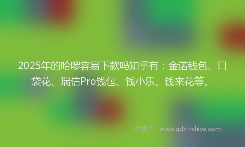 2025年的哈啰容易下款吗知乎有：金诺钱包、口袋花、瑞信Pro钱包、钱小乐、钱来花等。