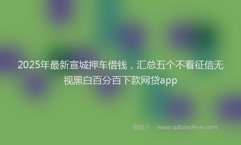 2025年最新宣城押车借钱，汇总五个不看征信无视黑白百分百下款网贷app