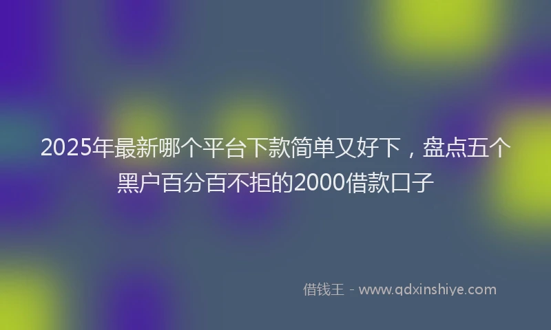 2025年最新哪个平台下款简单又好下，盘点五个黑户百分百不拒的2000借款口子