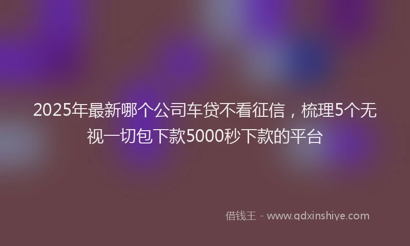 2025年最新哪个公司车贷不看征信，梳理5个无视一切包下款5000秒下款的平台