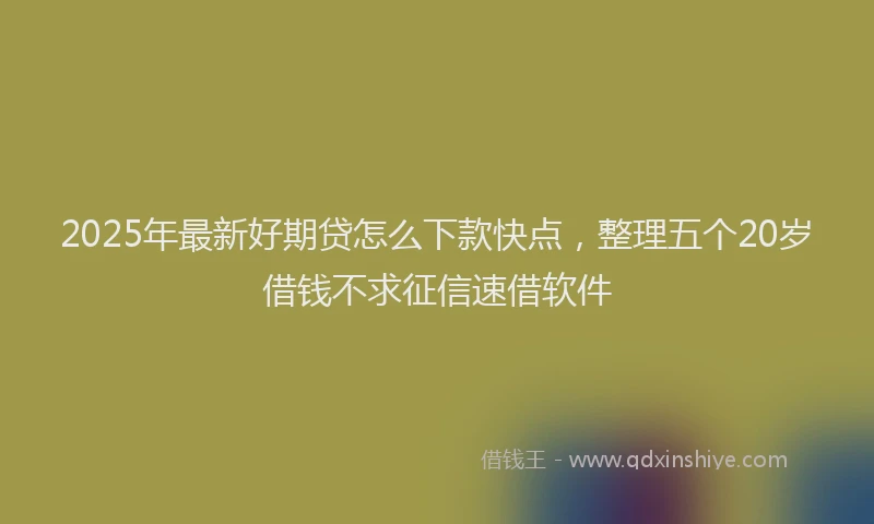 2025年最新好期贷怎么下款快点，整理五个20岁借钱不求征信速借软件