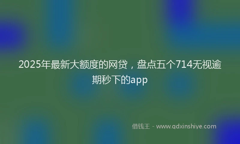 2025年最新大额度的网贷，盘点五个714无视逾期秒下的app