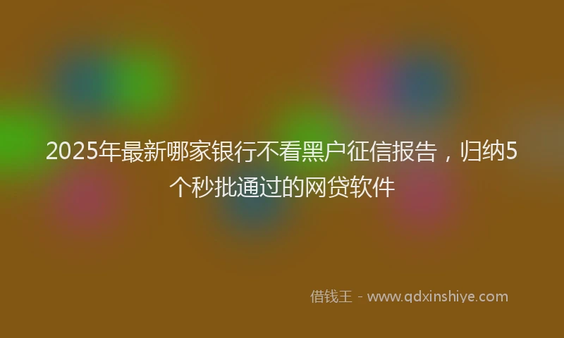 2025年最新哪家银行不看黑户征信报告，归纳5个秒批通过的网贷软件