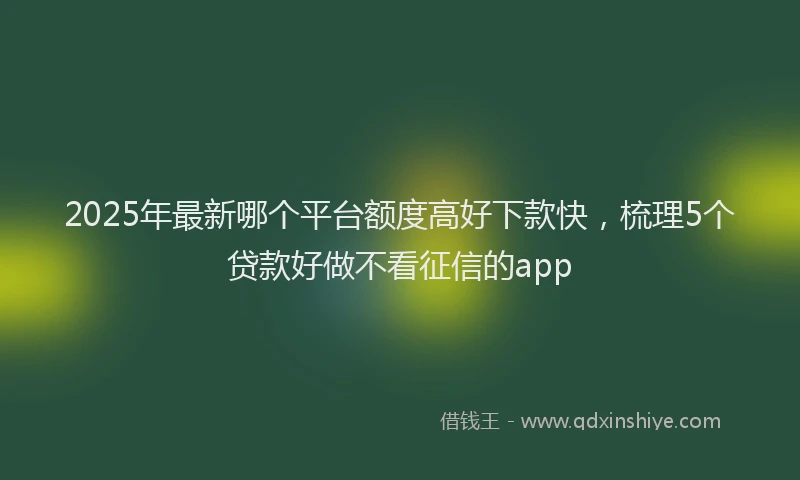2025年最新哪个平台额度高好下款快，梳理5个贷款好做不看征信的app