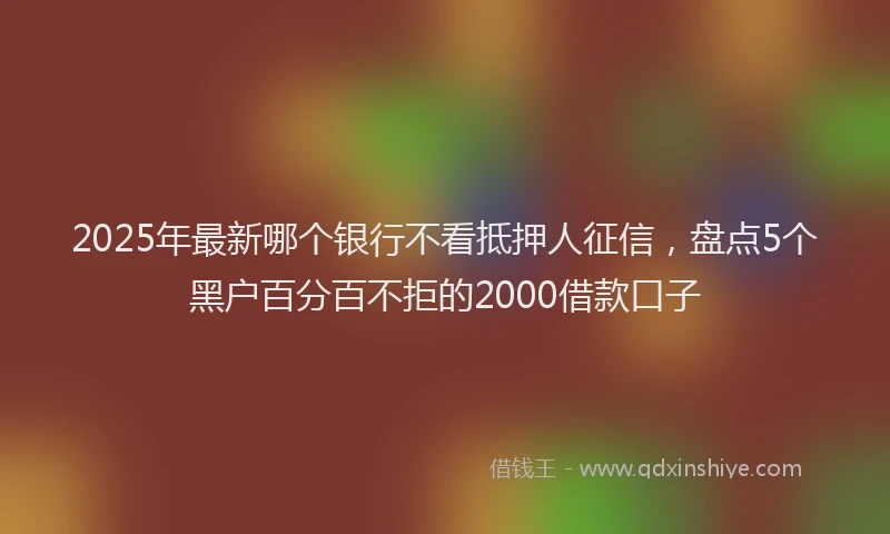 2025年最新哪个银行不看抵押人征信，盘点5个黑户百分百不拒的2000借款口子