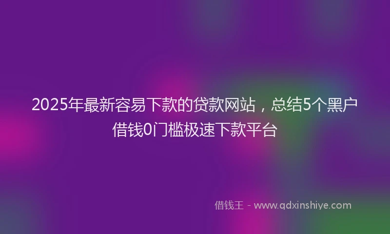 2025年最新容易下款的贷款网站，总结5个黑户借钱0门槛极速下款平台