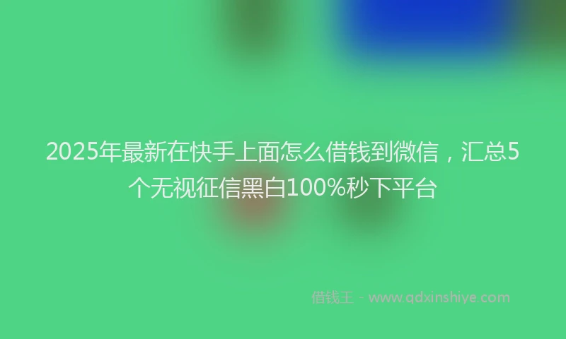 2025年最新在快手上面怎么借钱到微信，汇总5个无视征信黑白100%秒下平台