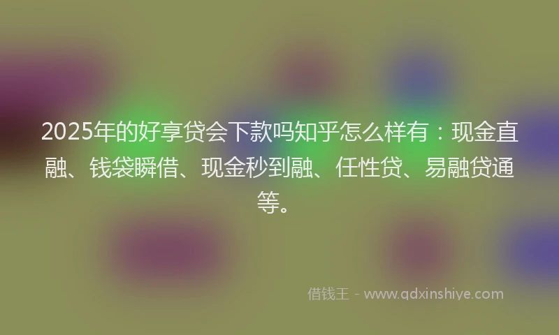 2025年的好享贷会下款吗知乎怎么样有：现金直融、钱袋瞬借、现金秒到融、任性贷、易融贷通等。